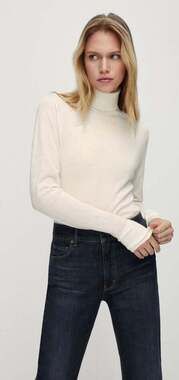 Massimo Dutti Cream Turtleneck Ribbed Knit Sweater